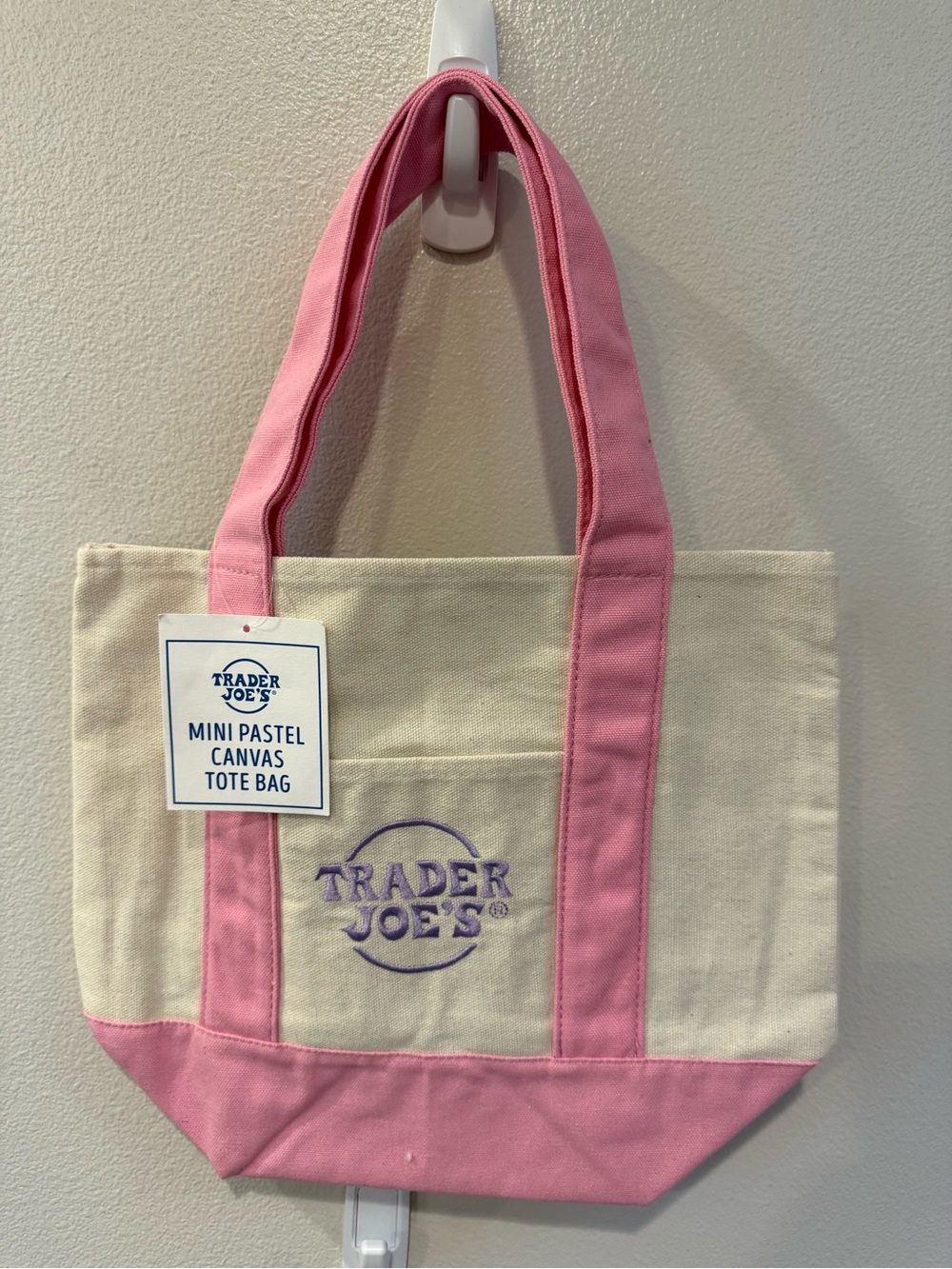 Trader Joe’s Mini Canvas Tote Pink NWT